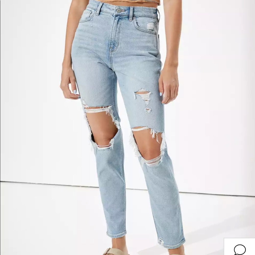American Eagle Stretch Ripped Mom Jeans